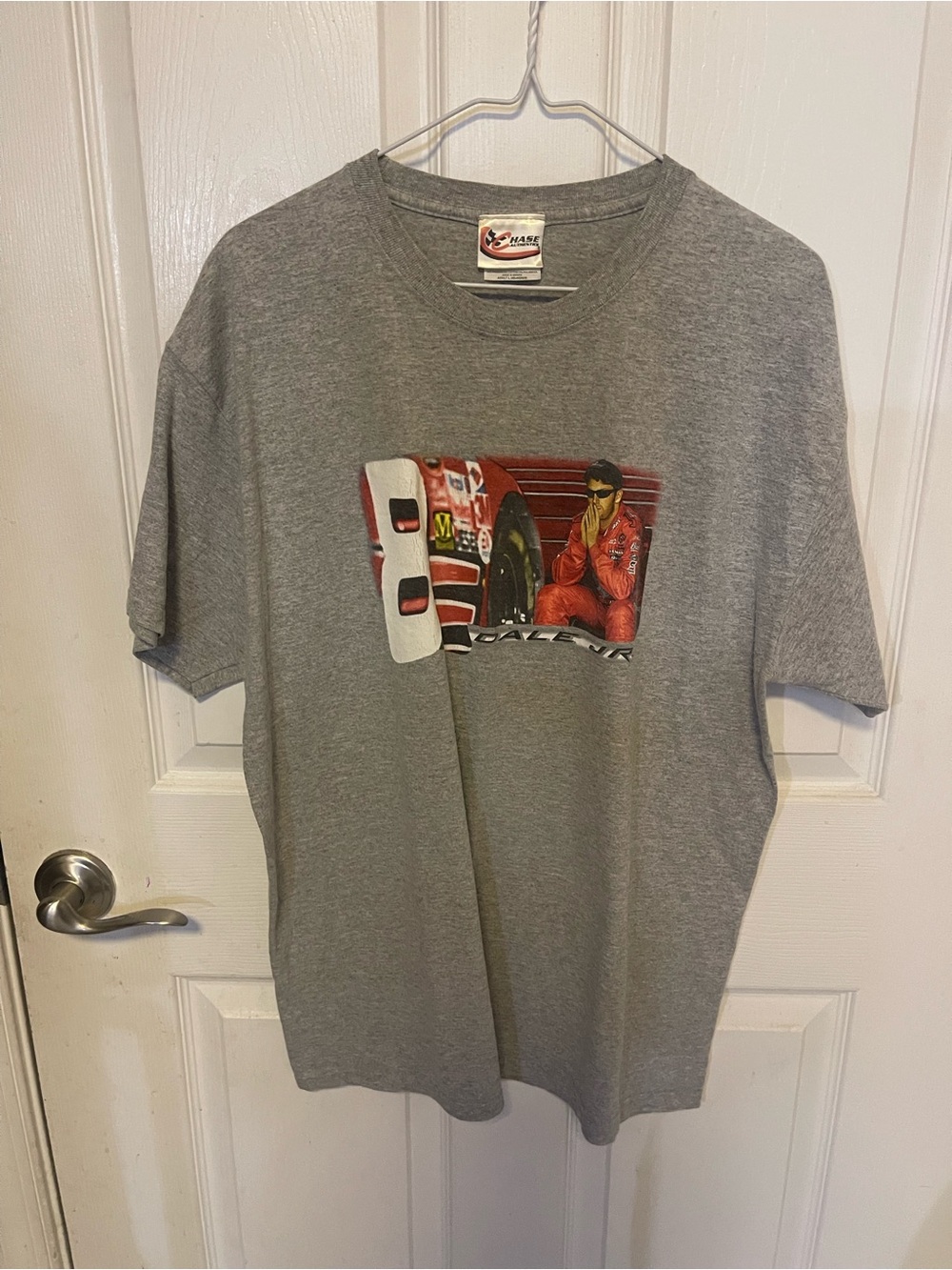 Chase Authentics Gray Racing Graphic Tee with Red Accents